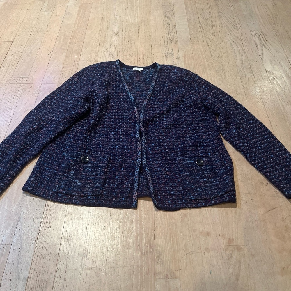 J. Jill Blue Tweeted Blazer Large